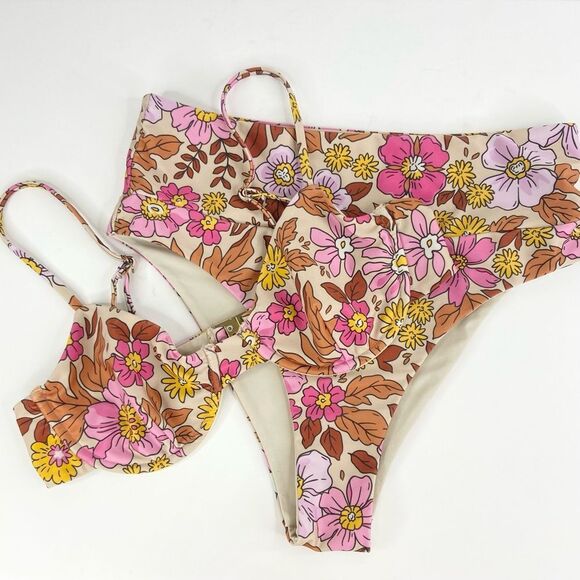 Pilot Active Floral Underwire High-Waisted Bikini Swim Suit Size Large - Picture 1 of 5